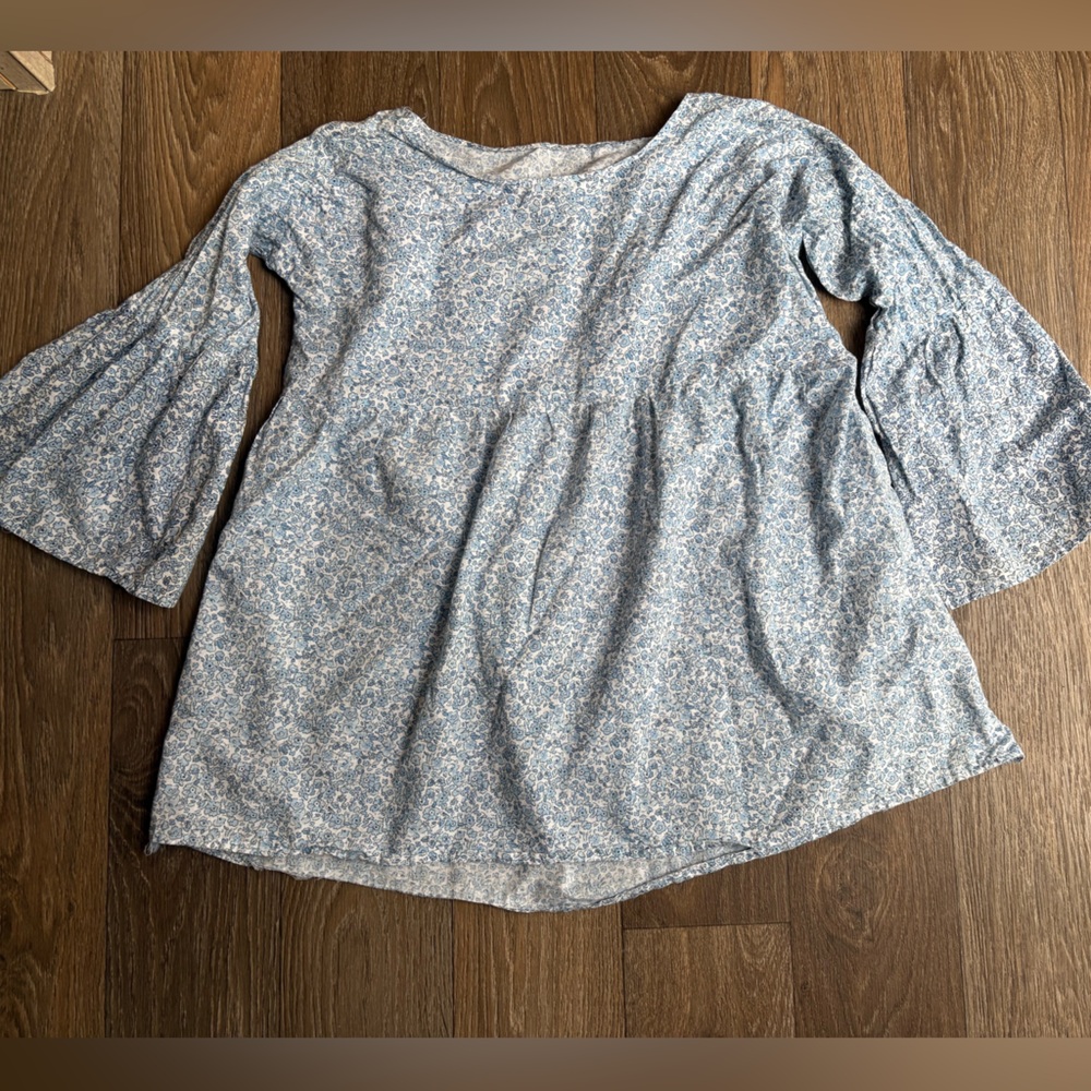 🩵Blue Floral Long Sleeve Blouse